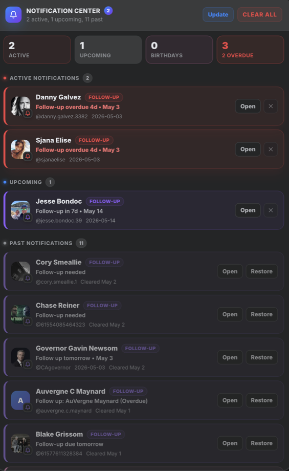 Rolonote mobile notification center
